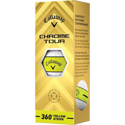Chrome Tour 360 Yellow Stripe Golf Balls 2025
