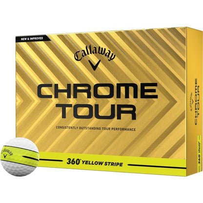 Chrome Tour 360 Yellow Stripe Golf Balls 2025