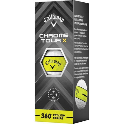 Chrome Tour X 360 Yellow Stripe Golf Balls 2025